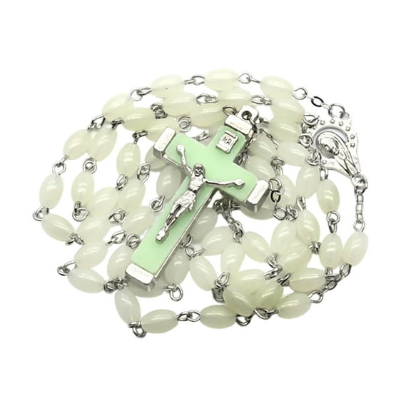 Luminous Rosary Necklaces Cross Pendants Religious Jewelry for Player Christening