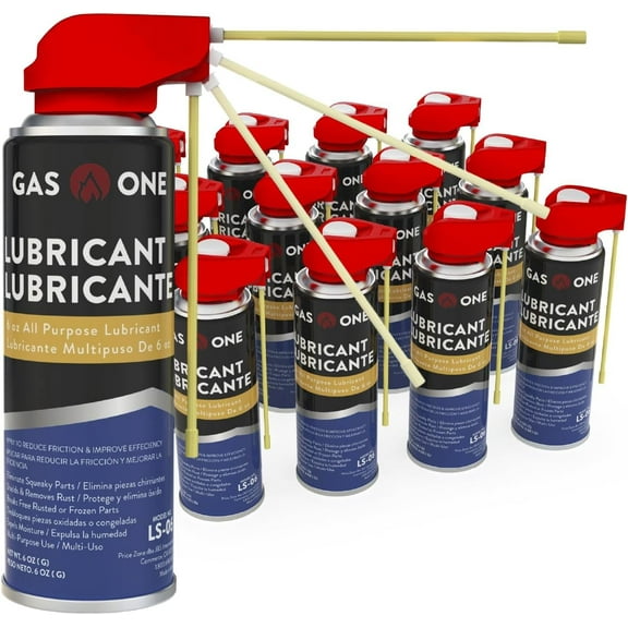 GasOne LS-12 All-Purpose Lubricant Spray – 12-Pack 12oz Lubricant Spray with Dual Spray Action