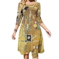 thumbnail image 2 of Gustav Klimt-Stoclet Frise-The Embrace 1909 Robe Évasée Nœud Cœur Design Mode Grande Taille Robe Ample Boy Boy Boy, 2 of 5