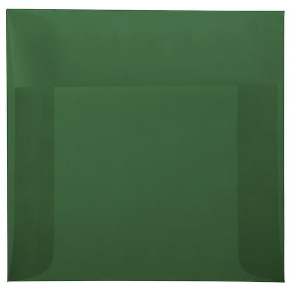 JAM Paper 6 x 6 Translucent Envelopes, Racing Green, 25/Pack