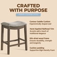 thumbnail image 6 of ROME + OAK Parker Backless Saddle Kitchen Counter Stool, Walnut, Grey Upholstery, Set of 3, 6 of 13
