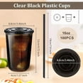 thumbnail image 2 of Xwlshop 100 Set 16oz Disposable Plastic Cups with Lids and Straws, Black Clear Iced Coffee Cups, Round Bottom To Go Cups for Cold Drinks, Slushie, Smoothie, Party Supplies, 2 of 8