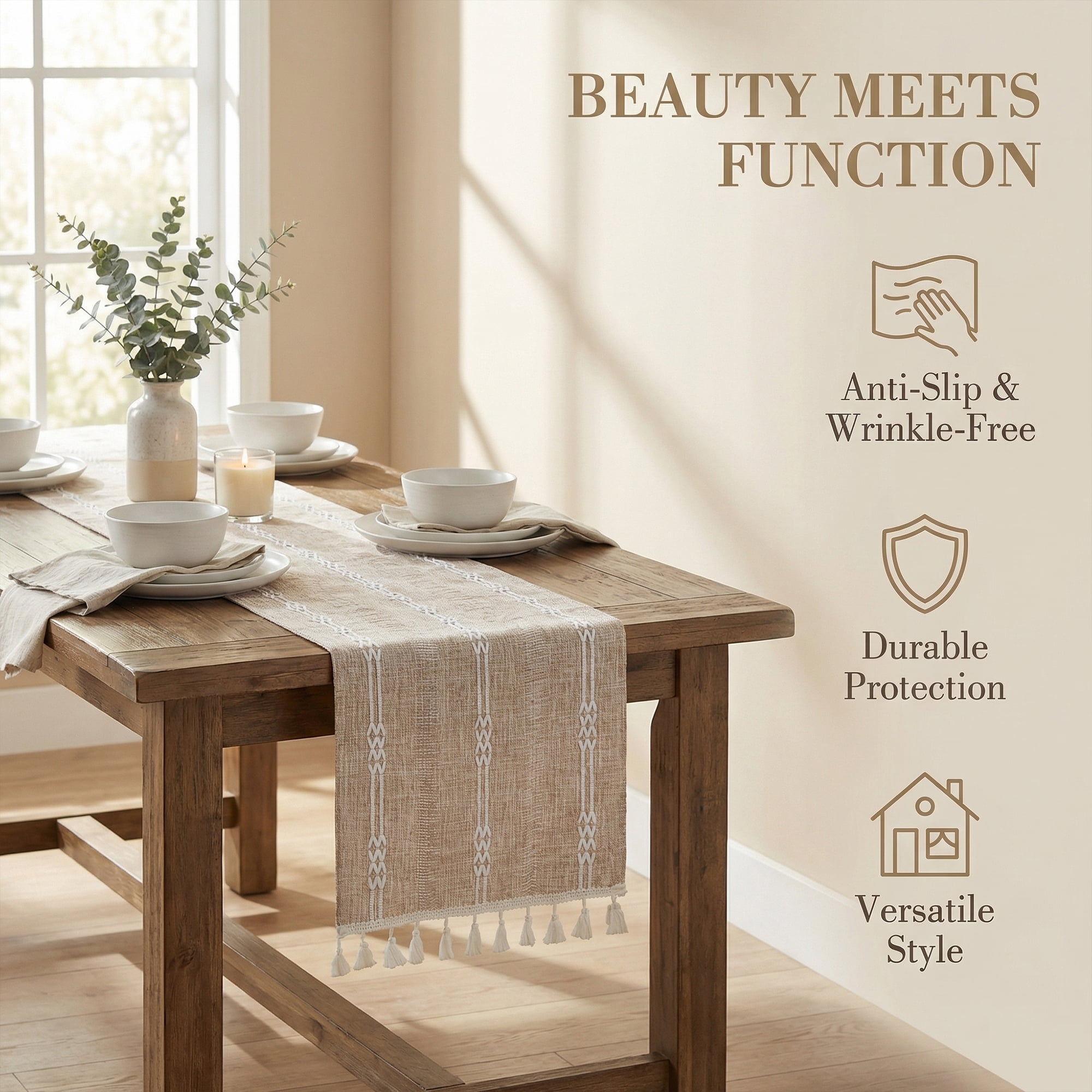 Unique Bargains Openwork Polyester Runner Table Runner for Kitchen Decor Coffee 13"x63"