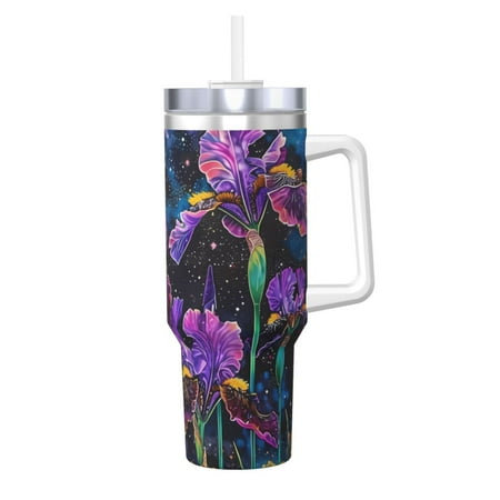 

Matuu Starry Night Iris Field for 40OZ Ice Cup with Handle Durable Thermal Cups Keep Drinks Cold and Hot Insulated Car Mug with Lid