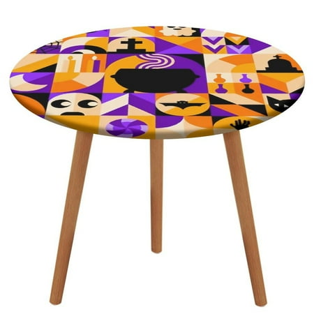 

Bybiment Round Fitted Tablecloth with Elastic Edge Bauhaus Halloween Geometric Pattern Decorative Tablecloth Table Cover 43 Inch