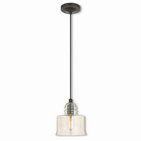 1 Light Mini Pendant in Coastal Style 6.75 inches Wide By 9.5 inches High-English Bronze Finish Bailey Street Home 218-Bel-2120390