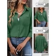 thumbnail image 7 of SLADYGLO Women Lapel Collar Long Sleeve Chest Pocket Shirt, 7 of 7