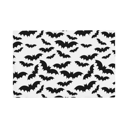 

Placemats Set of 4 black bat white cool Heat Resistant Non - Slip Place mats Waterproof table mat for Kitchen Dining-4片装
