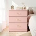 thumbnail image 2 of GZXS 3-Drawer Nightstand, Small Dresser with Storage, Side End Table for Bedroom, Living Room, Pink, 2 of 6