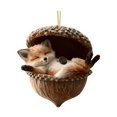thumbnail image 1 of Adornos de bellotas del bosque acogedor. Decoración colgante de animales en acrílico 2D para árbol de Navidad. Decoración para fiestas con temática del bosque y para el hogar., 1 of 7