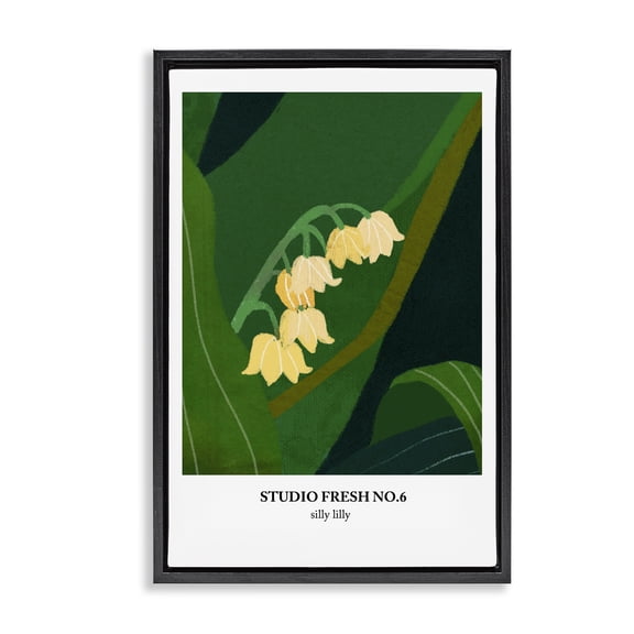Stupell Industries Silly Lily Studio Poster Plants & Flowers Painting Black Floater Framed Canvas Art Print Wall Art, 17 x 25