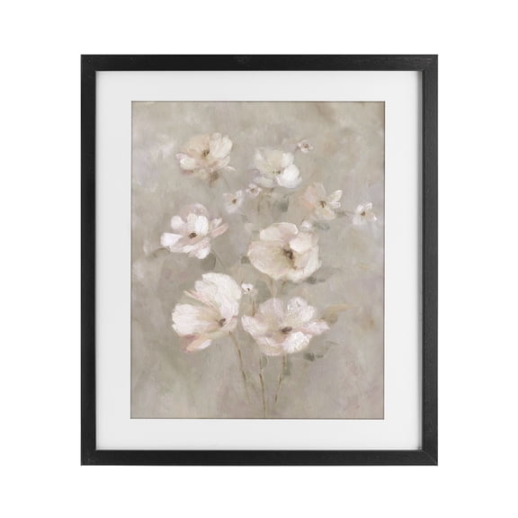 Stupell Industries Blush Florals over Beige Black Framed Print Under Glass, design by Carol Robinson