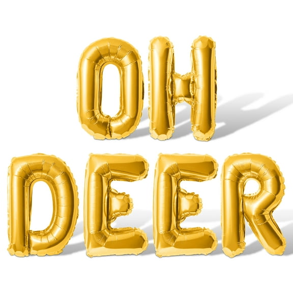 Letter Balloons - OH DEER 16" Inch Alphabet Letters Foil Mylar Balloon Baby Shower Party Banner (Gold)