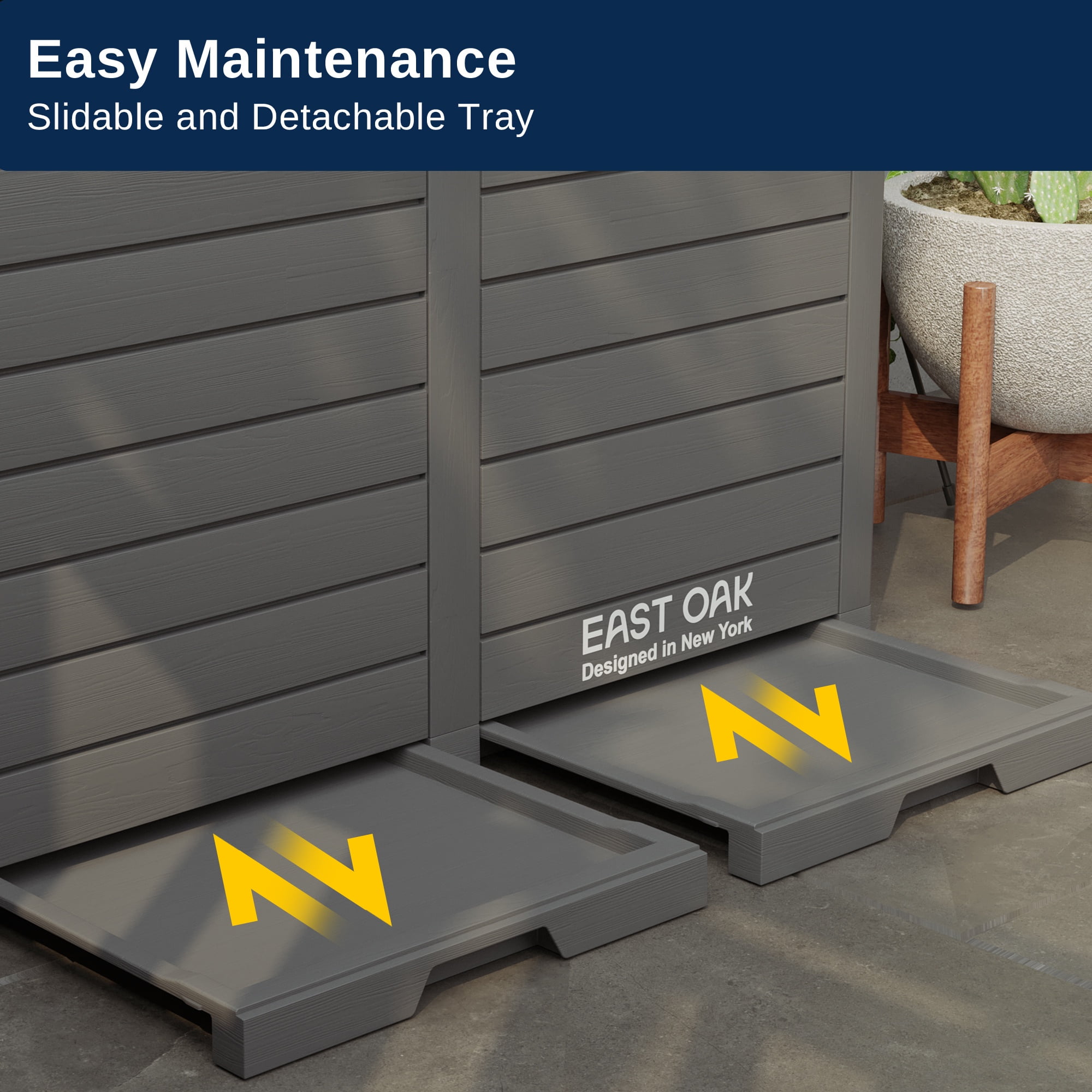 EAST OAK Outdoor Garbage Can Kitchen Trash Can 76 Gal Gray