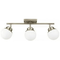 Globe Electric Mabel 3-Light Antique Brass Track Lighting with Frosted Glass Shades, Bulbs Included, 59767