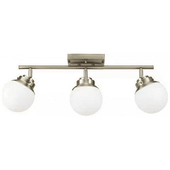 Globe Electric Mabel 3-Light Antique Brass Track Lighting with Frosted Glass Shades, Bulbs Included, 59767