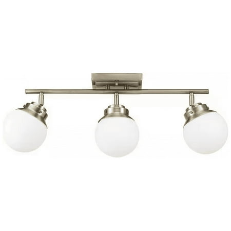 Globe Electric Mabel 3-Light Antique Brass Track Lighting with Frosted Glass Shades  Bulbs Included  59767