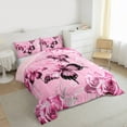 thumbnail image 3 of Homewish Floral Rose Butterfly Girl 3-Piece Full Size Comforter Sets,Dreamy Princess Bedding Comforter Set,Chic Flowers Lightweight Bedding Sets,Microfiber Bedroom Decor,Reversible, 3 of 8