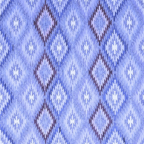 Ahgly Company Indoor Square Southwestern Blue Country Area Rugs, 6' Square