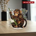 thumbnail image 4 of Rotating acrylic ornament featuring a detailed monkey with bamboo, vintage stained glass style, bright colors, and silver accents on a white background, 4 of 7