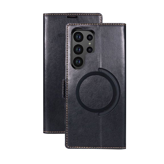 Magnetic Wallet Case Compatible with Samsung Galaxy A54 Leather RFID Flip Business Case-Black
