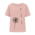 thumbnail image 4 of PBNBP Linen Shirts for Women,Women Cotton Linen Tshirt Tops Casual Loose Fit Dandelion Print Tees Short Sleeve Plus Size Button Tunic Blouses, 4 of 5