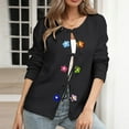 thumbnail image 5 of GUZOM Sweaters Womens Black Tie Front Cardigan with Crochet Flowers - Soft Acrylic, Loose Fit, Side Pockets, Ribbed Trims, Spring Autumn Casual Retro Bohemian Wear,Size XL, 5 of 6