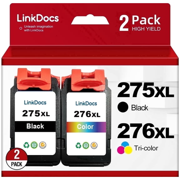 275XL 276XL Ink Cartridge  Compatible for Canon Ink 275 and 276 for Canon 275 Ink PG-275 CL-276 Black and Tri-Color Ink Cartridge for PIXMA TS3520 TS3522 TS3500 Printer ink ( Black 1Tri-Color)
