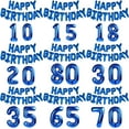 thumbnail image 2 of Blue Happy Birthday Number Foil Balloons Kids Adult Party Decorations Boy Girl 10 11 14 15 18 25 30 35 40 50 60 70 80 Year Old (18th,16inch), 2 of 6