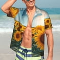 thumbnail image 7 of Disketp Sunlit Sunflower Field Hawaiian Shirts for Men,Mens Casual Short Sleeve Button Down Shirts Beach Shirt,X-Large, 7 of 7