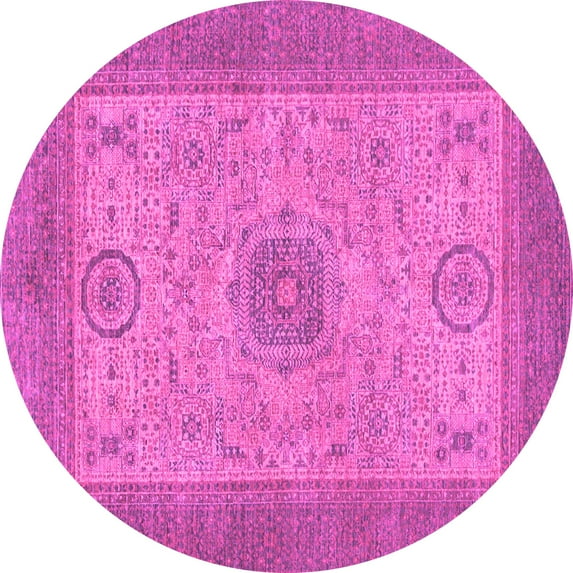 Ahgly Company Indoor Round Abstract Pink Modern Area Rugs, 5' Round