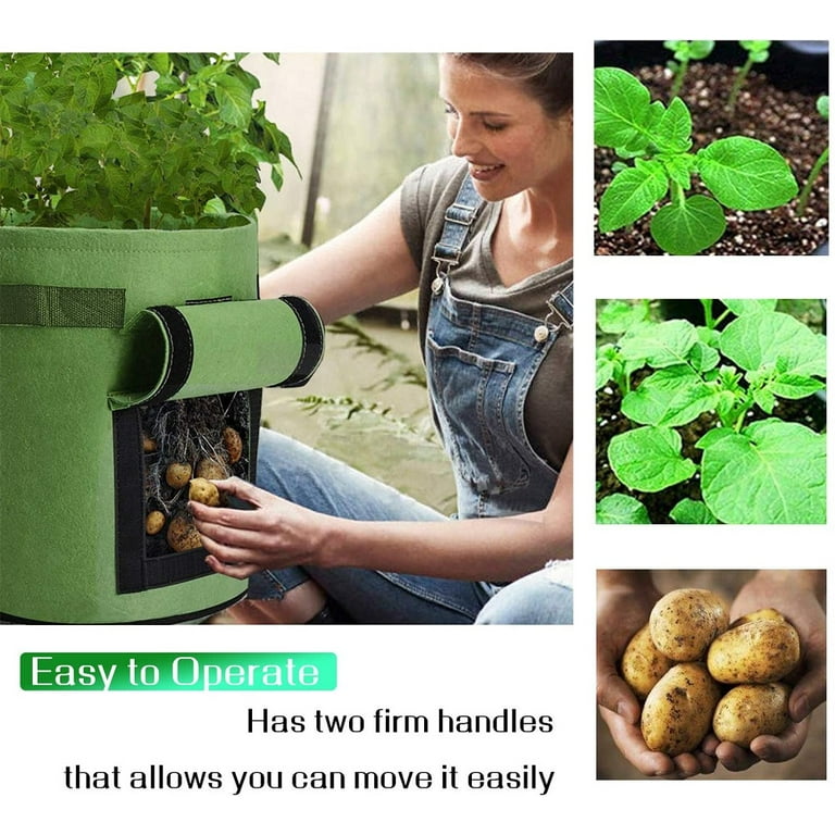 Potato-Grow-Bags, 7 Gallon Felt Potatoes Growing Containers with