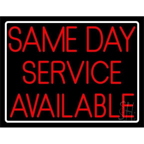 Same Day Service Available White Border LED Neon Sign 24 x 31 - inches, Clear Edge Cut Acrylic Backing, with Dimmer - Bright and Premium built indoor LED Neon Sign for Computer & Electronics store.
