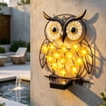 thumbnail image 4 of Lámparas solares de pared con forma de búho | Lámpara de pared decorativa de metal con flores LED | Decoración colgante impermeable para jardín exterior, patio, valla y patio, 4 of 7