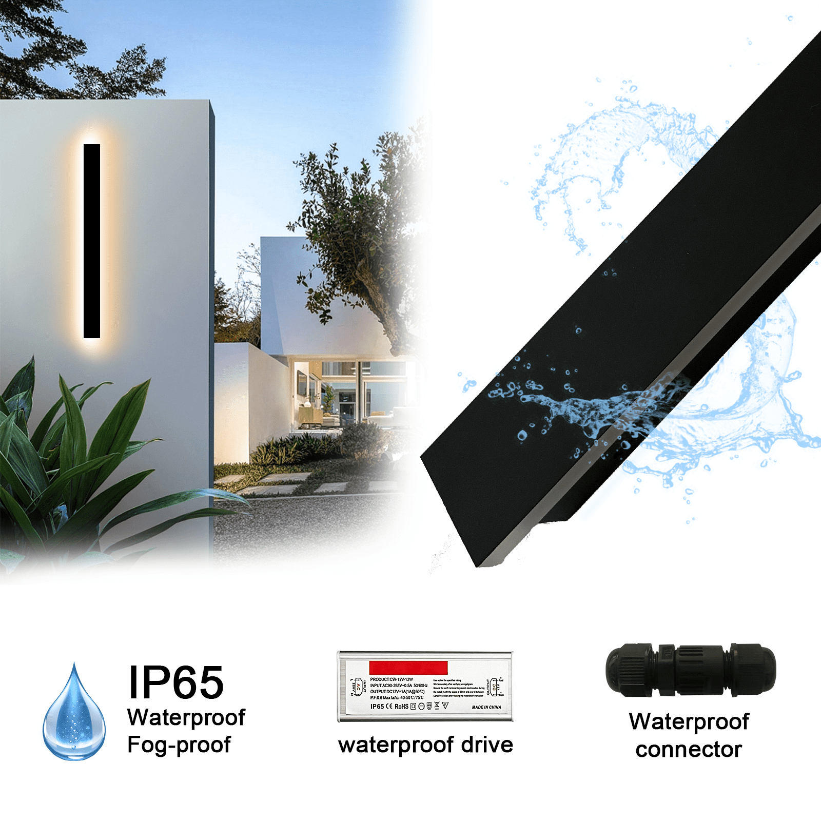 79in Modern Outdoor Wall Light Waterproof IP65 Linear Long Wall Lamp 3000K Outdoor Wall Sconce