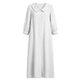 thumbnail image 7 of Ayolanni 3/4 Sleeve Fall Dresses for Women V Neck Babydoll A-Line Maxi Dresses Hawaii Beach Solid Button Down Long Dress with Pockets White M, 7 of 7