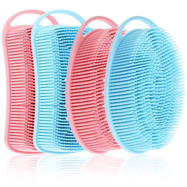 GOOHOCHY 4pcs Silicona Massage Cleaning Cepille Body Shampoo Cepillo Cuerpo Cabello de cabello masajeador