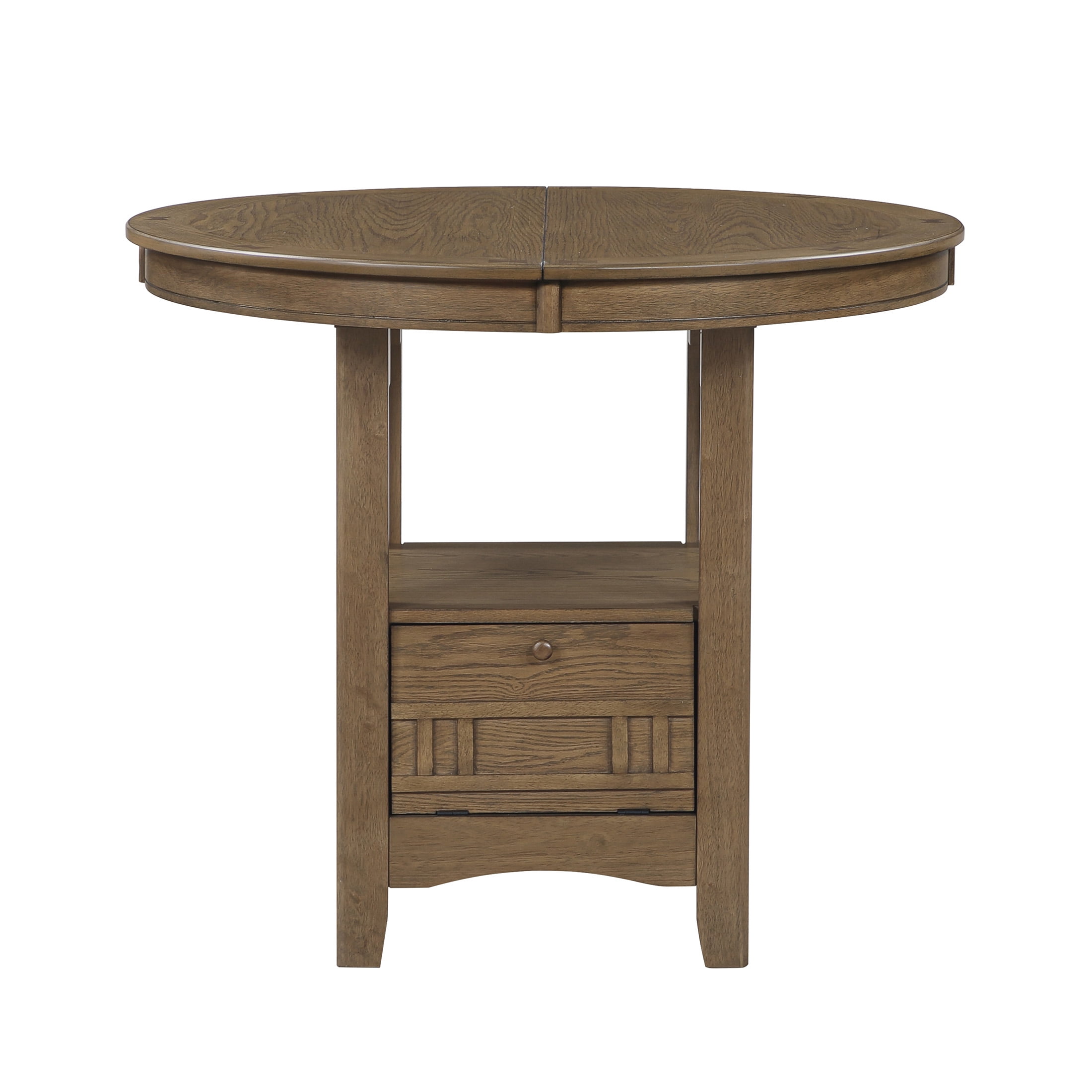 OakvillePark Lume Wood 42"-60" Round/Oval Pedestal Storage Base Counter Height Table, Brown