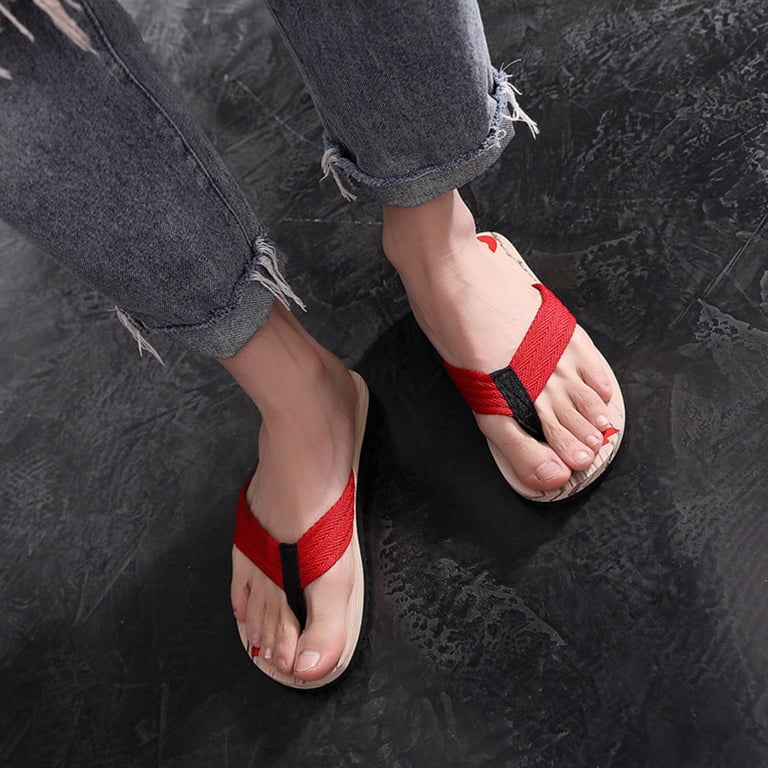 Men\'s Black Red Beach Flip-Flops Water Sandals Outdoor Athletic Thong Amazon.com | KUBUA Mens Flip Flops Outdoor Water Sandals  main image 2
