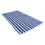 J&M Home Fashions Candy Stripe Terry Cotton Beach Towel, 32x64", Blue