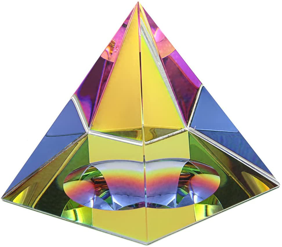 Pyramid Crystal Prism Desk Ornament Optical Shape Glass Four Sides for Optical 
