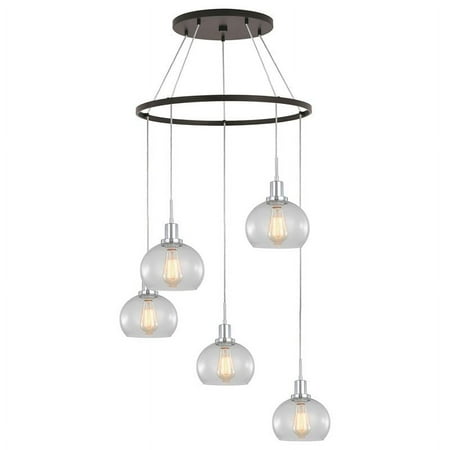 

Woodbridge Lighting Austin 5-Light Glass Chandelier in Chrome/Bronze/Clear Seedy