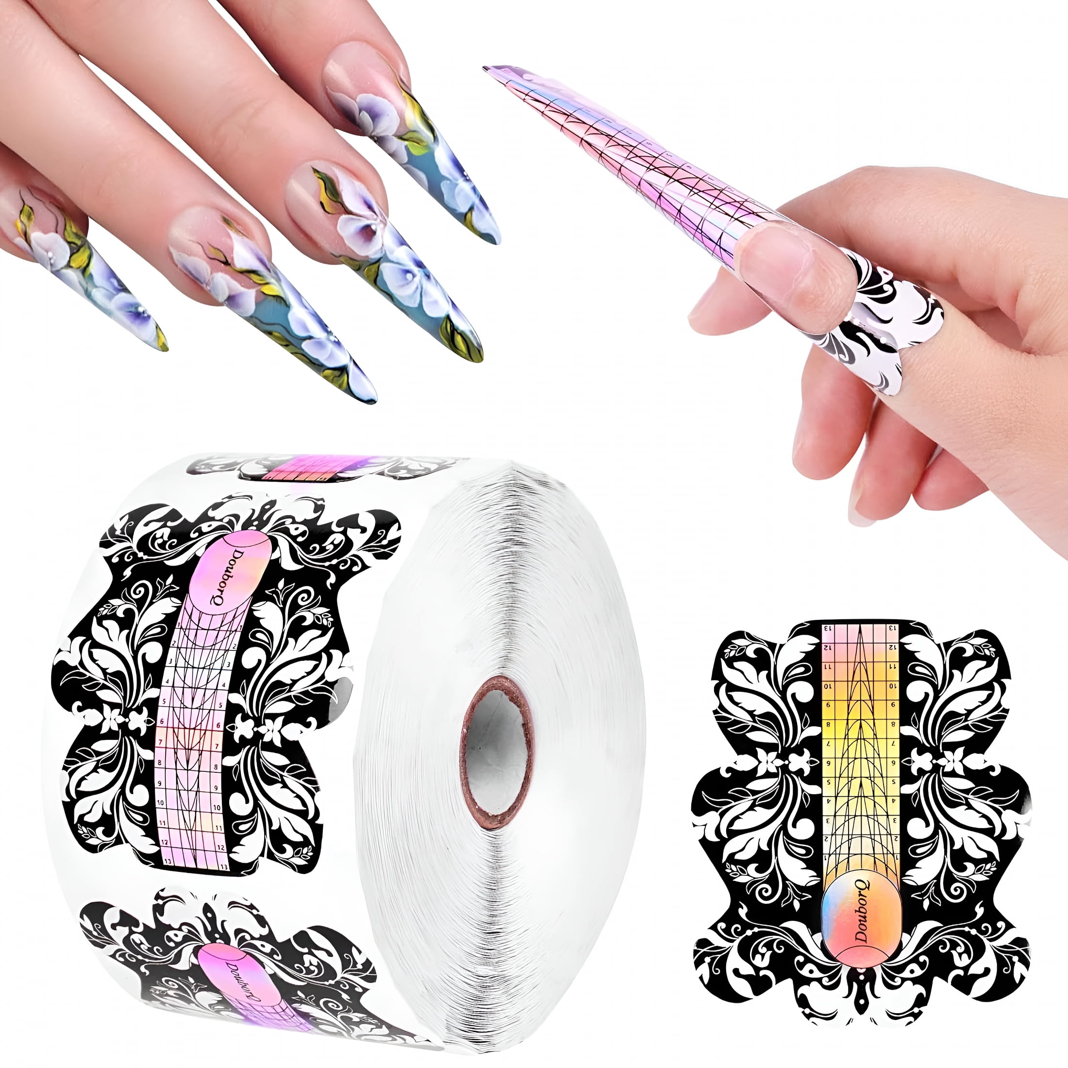 RAGUPEL 500Pcs Acrylic Nail Forms,Nail Extension Tips,Nail Forms for Acrylic Nails,Acrylic Nail Uv Gel Nail Forms Guide Stickers Nail Art Equipment for Salon