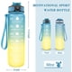 thumbnail image 2 of BRILLAR Botella de agua sin BPA a prueba de fugas con temporizador y pajita - 1 litro, azul y amarillo - Perfecta para senderismo, ciclismo, camping, yoga, gimnasio y escuela, 2 of 5