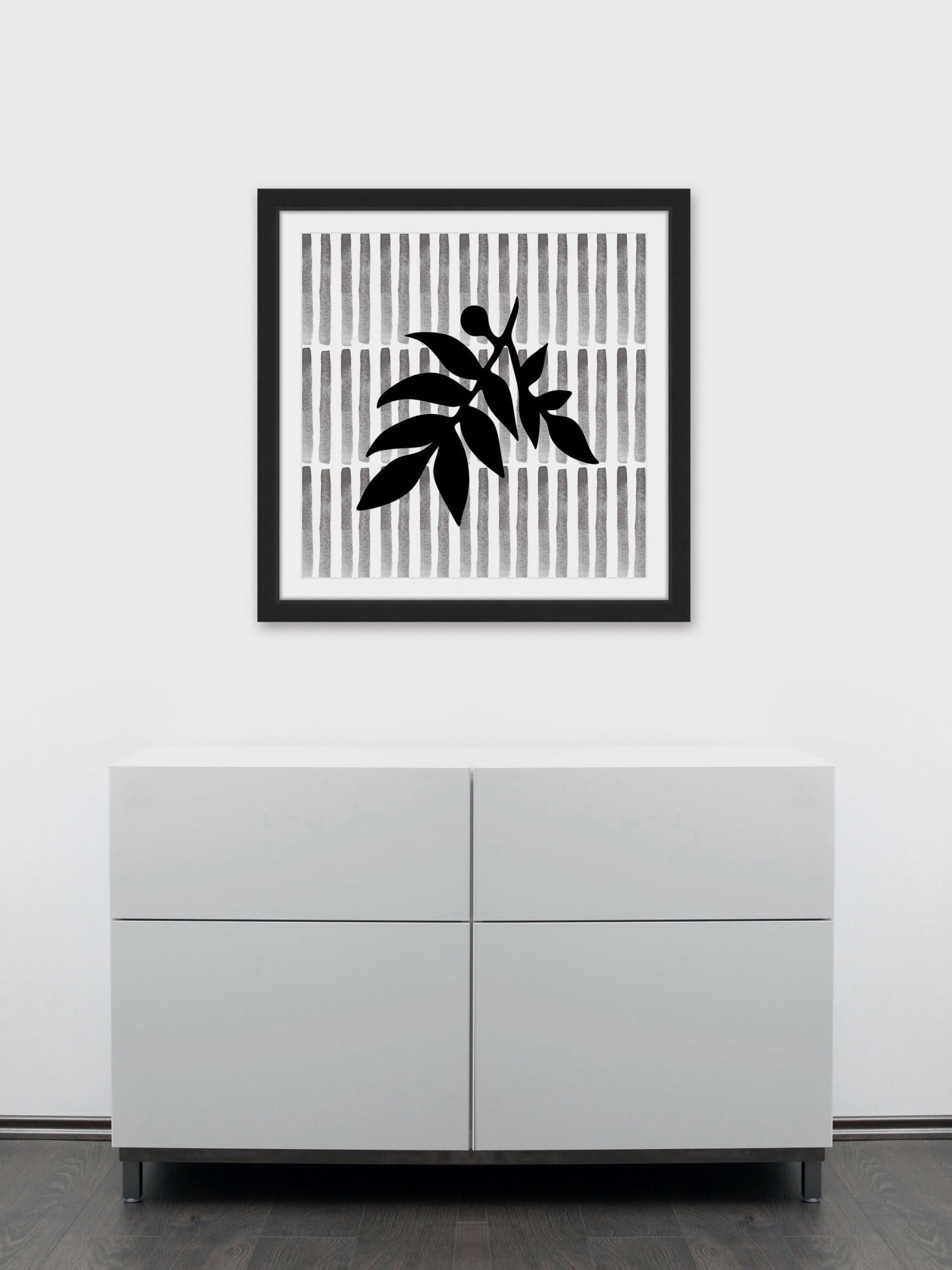 "Black Leaf" Framed Painting Print