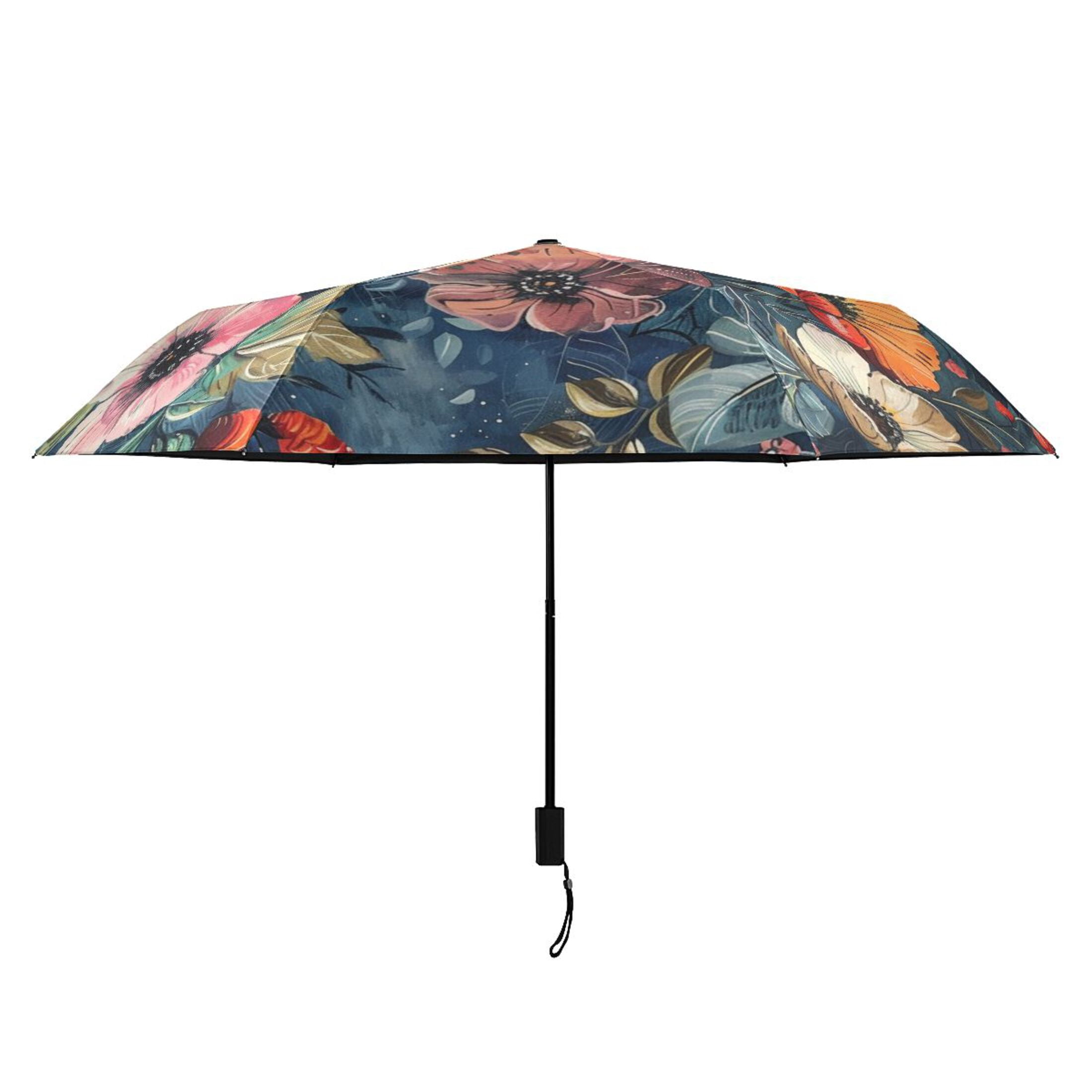 ALAZA Boho Floral UPF 50+ Compact Folding Umbrella for Rain Travel Umbrella Packable