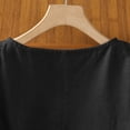 thumbnail image 5 of Htigea Cotton Linen 3/4 Sleeve Shirts for Women Casual Crewneck Basic Tees Loose Pullover Solid Tops Black,M, 5 of 5