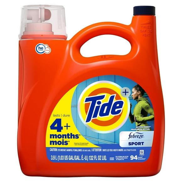 Tide Ultra Sport Liquid Laundry Detergent, Laundry Detergent Liquid with Advanced Sweat plus Stain Fighters, 3.9L