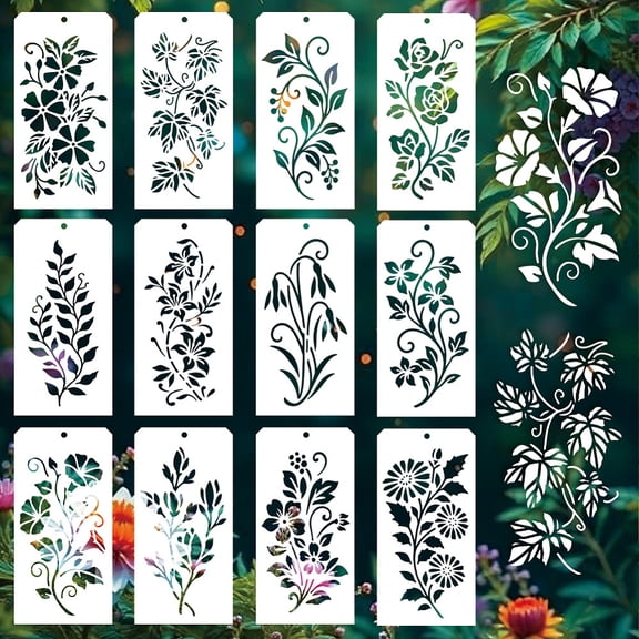 12 Pcs Wildflower Stencils
