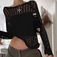 thumbnail image 2 of Timegard Hauts pour Hauts Col Rond Manches Longues Tee Creux Couverture Automne Décontracté Ample Blouse, 2 of 6